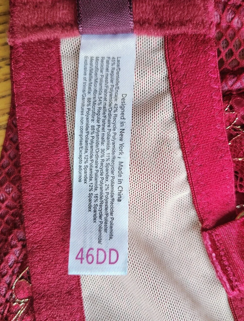 Adore Me Women's Lace Mesh Underwire Bra & Bikini Set Deep Wine sz 46DD. - Picture 4 of 16